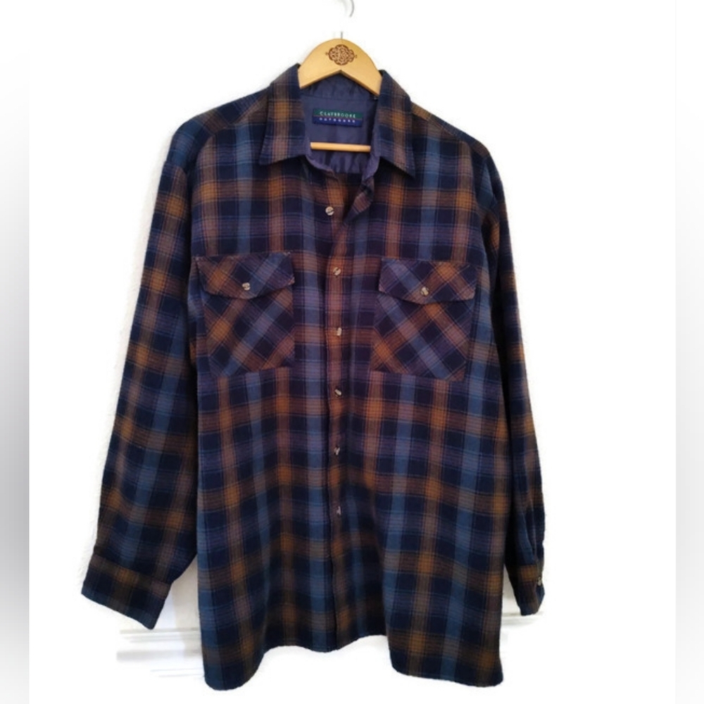 Claybrooke Blue Plaid Flannel Shirt Outdoors Size XL